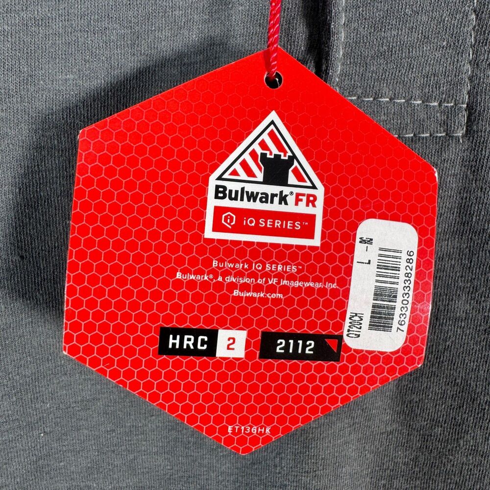 Bulwark FR IQ Series Henley T Shirt Mens L Gray Flame Resistant Workwear NWT - Picture 7 of 14